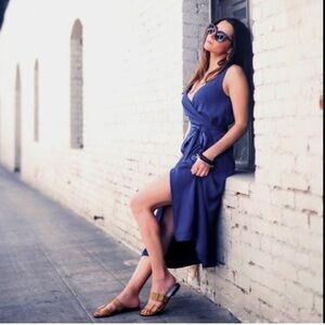 Everlane Royal Blue The Japanese GoWeave Tank Wrap Dress Size 10